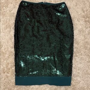 Talbots Dark Green Sequin Pencil Skirt